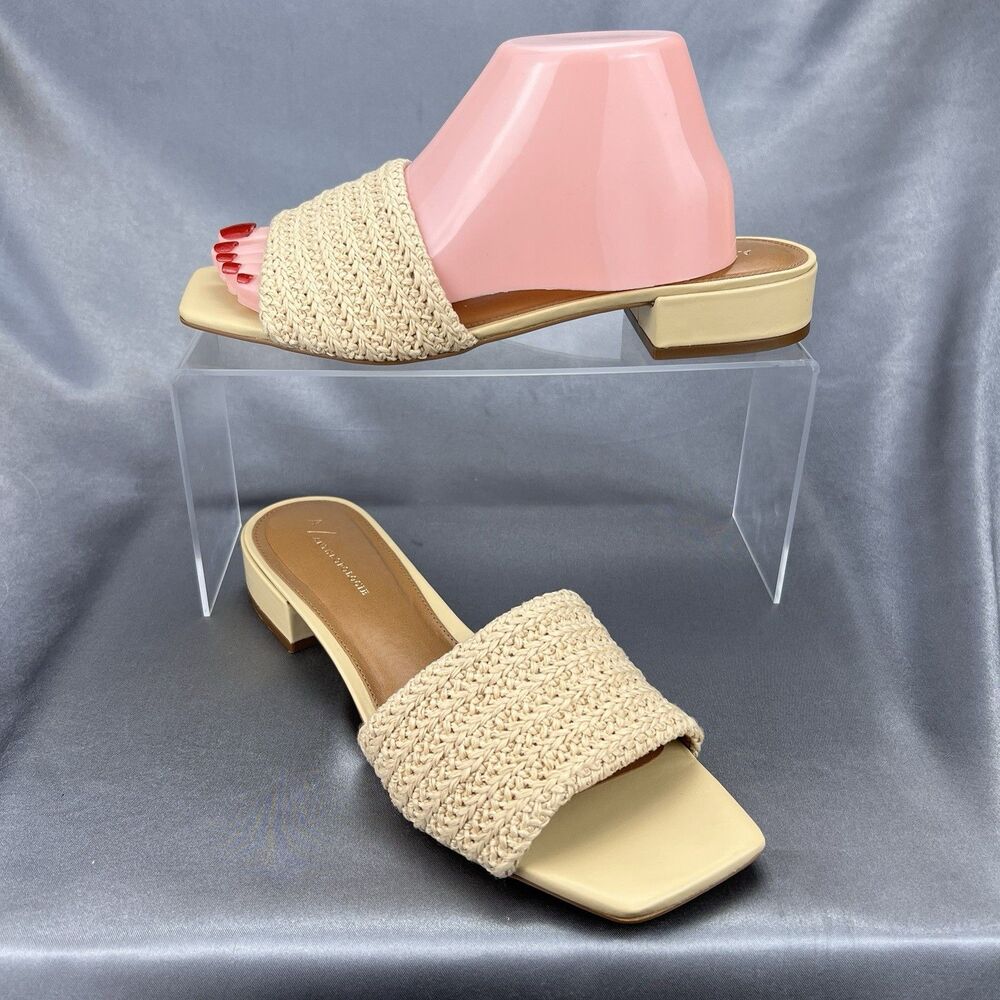 Anthropologie Maeve Coralie Mule Slides Tan Sandals‎ Woven Size 41 EU / US 10.5
